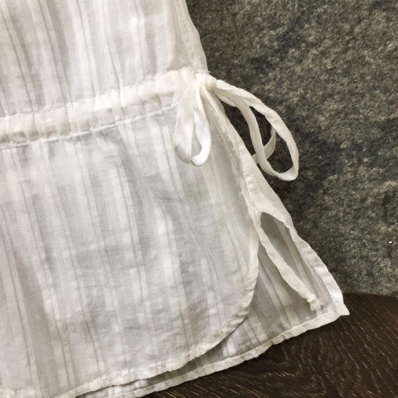 VINCE sheer white cinch waist tunic top XS - Picture 5 of 8
